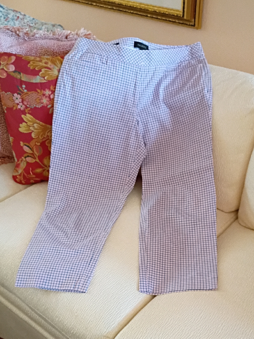 Talbots Pink And Blue Check Chinos